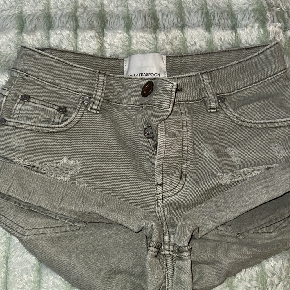 One Teaspoon Light Gray Denim Shorts